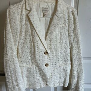 J. Crew Women's white Eyelet “schoolboy” Blazer
